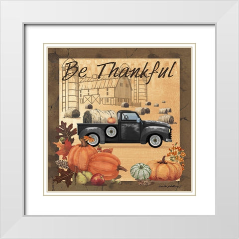 Be Thankful II White Modern Wood Framed Art Print with Double Matting by Phillips, Anita