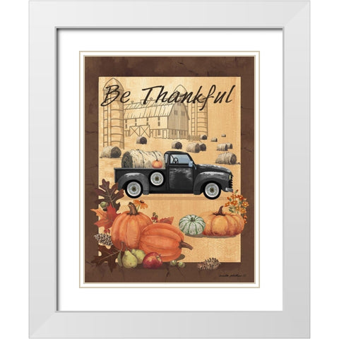 Be Thankful III White Modern Wood Framed Art Print with Double Matting by Phillips, Anita