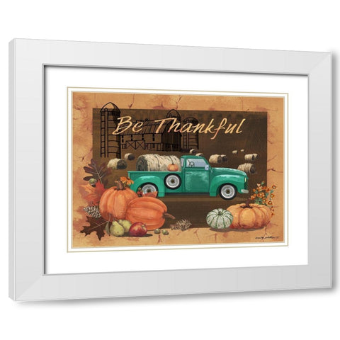 Be Thankful IV White Modern Wood Framed Art Print with Double Matting by Phillips, Anita