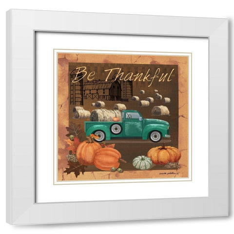 Be Thankful V White Modern Wood Framed Art Print with Double Matting by Phillips, Anita