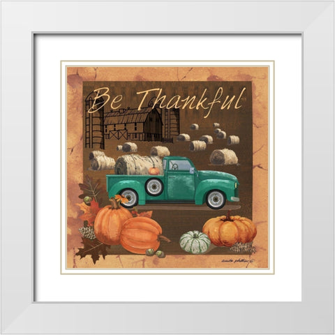 Be Thankful V White Modern Wood Framed Art Print with Double Matting by Phillips, Anita