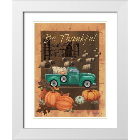 Be Thankful VI White Modern Wood Framed Art Print with Double Matting by Phillips, Anita