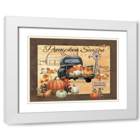 Pumpkin Season White Modern Wood Framed Art Print with Double Matting by Phillips, Anita