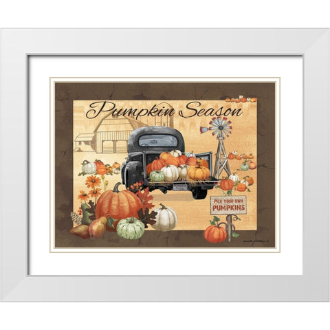 Pumpkin Season White Modern Wood Framed Art Print with Double Matting by Phillips, Anita