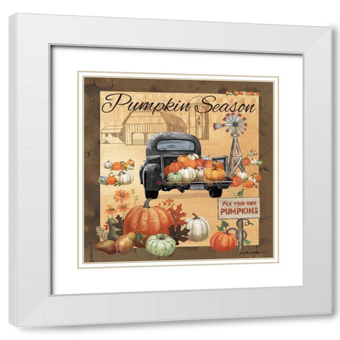 Pumpkin Season II White Modern Wood Framed Art Print with Double Matting by Phillips, Anita