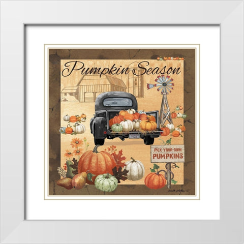 Pumpkin Season II White Modern Wood Framed Art Print with Double Matting by Phillips, Anita