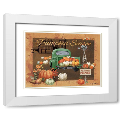 Pumpkin Season IV White Modern Wood Framed Art Print with Double Matting by Phillips, Anita