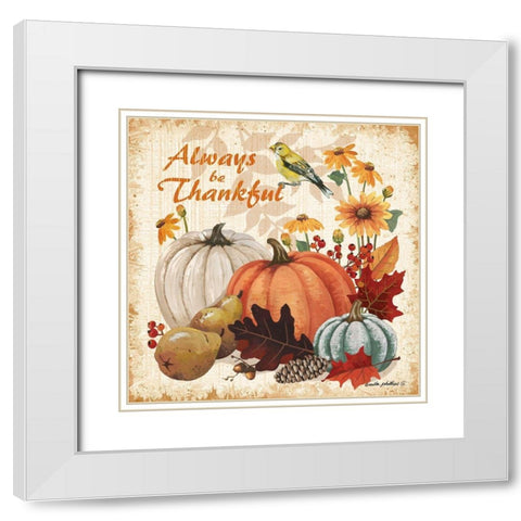 Always Thankful White Modern Wood Framed Art Print with Double Matting by Phillips, Anita