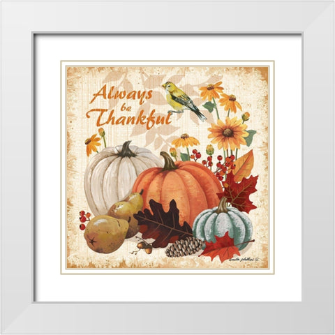 Always Thankful White Modern Wood Framed Art Print with Double Matting by Phillips, Anita