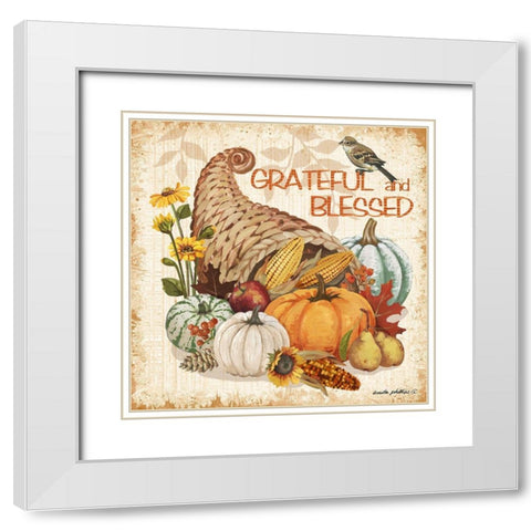 Grateful and Blessed White Modern Wood Framed Art Print with Double Matting by Phillips, Anita