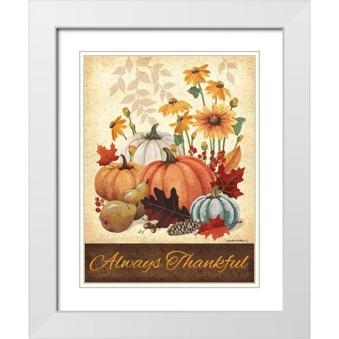 Always Thankful White Modern Wood Framed Art Print with Double Matting by Phillips, Anita