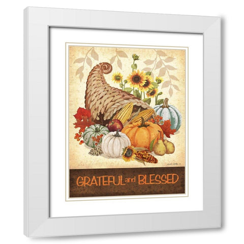 Grateful and Blessed White Modern Wood Framed Art Print with Double Matting by Phillips, Anita