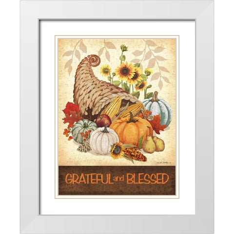 Grateful and Blessed White Modern Wood Framed Art Print with Double Matting by Phillips, Anita
