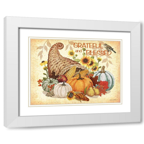 Grateful and Blessed White Modern Wood Framed Art Print with Double Matting by Phillips, Anita