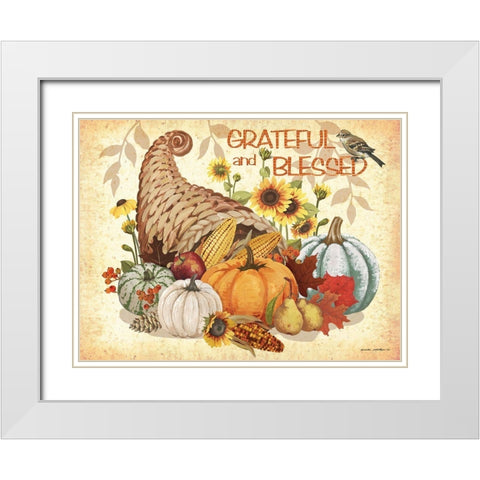 Grateful and Blessed White Modern Wood Framed Art Print with Double Matting by Phillips, Anita