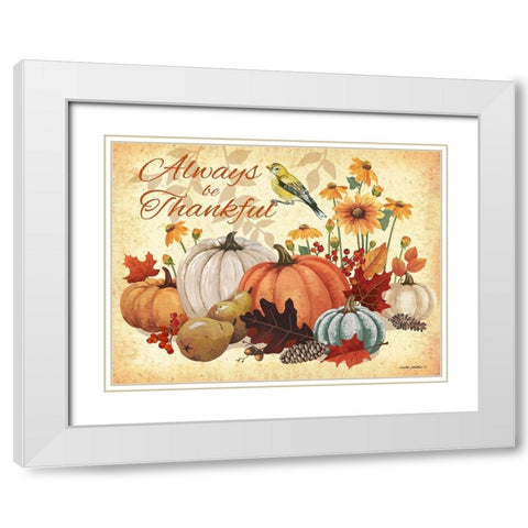 Always Thankful White Modern Wood Framed Art Print with Double Matting by Phillips, Anita