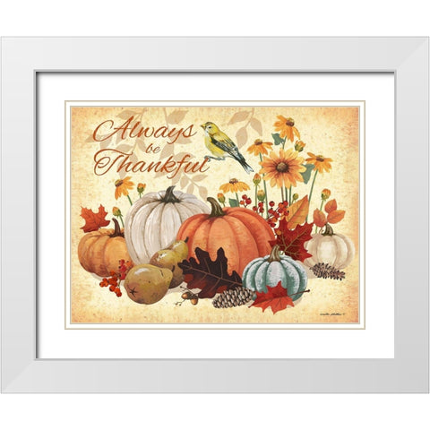 Always Thankful White Modern Wood Framed Art Print with Double Matting by Phillips, Anita