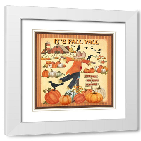 Its Fall Yall White Modern Wood Framed Art Print with Double Matting by Phillips, Anita