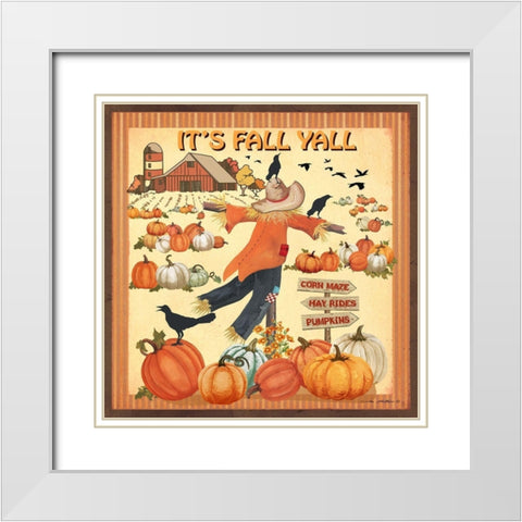 Its Fall Yall White Modern Wood Framed Art Print with Double Matting by Phillips, Anita