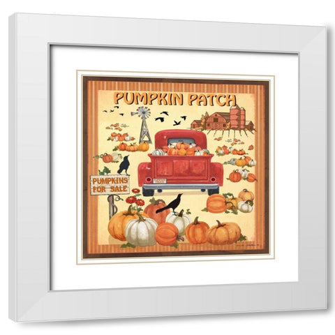 Pumpkin Patch White Modern Wood Framed Art Print with Double Matting by Phillips, Anita