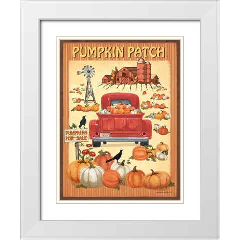 Pumpkin Patch II White Modern Wood Framed Art Print with Double Matting by Phillips, Anita