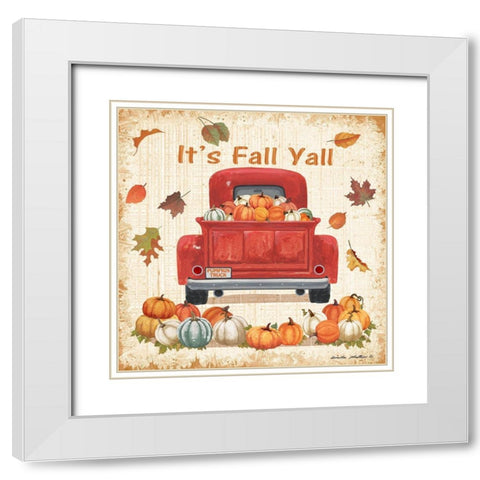 Its Fall Yall White Modern Wood Framed Art Print with Double Matting by Phillips, Anita