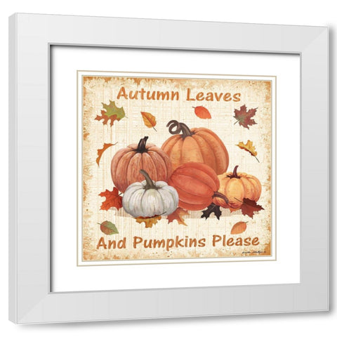 Pumpkins Please White Modern Wood Framed Art Print with Double Matting by Phillips, Anita