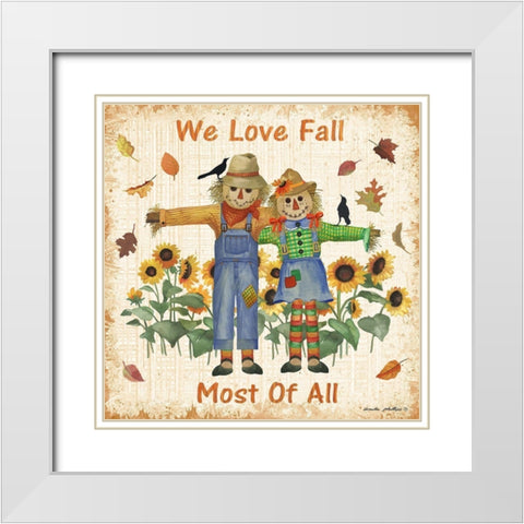 We Love Fall White Modern Wood Framed Art Print with Double Matting by Phillips, Anita