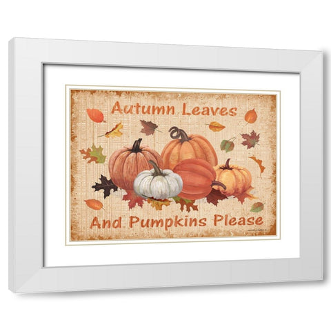 Pumpkins Please White Modern Wood Framed Art Print with Double Matting by Phillips, Anita