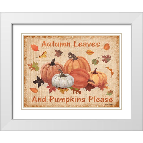 Pumpkins Please White Modern Wood Framed Art Print with Double Matting by Phillips, Anita