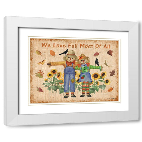 We Love Fall White Modern Wood Framed Art Print with Double Matting by Phillips, Anita