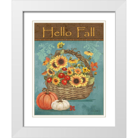 Hello Fall White Modern Wood Framed Art Print with Double Matting by Phillips, Anita
