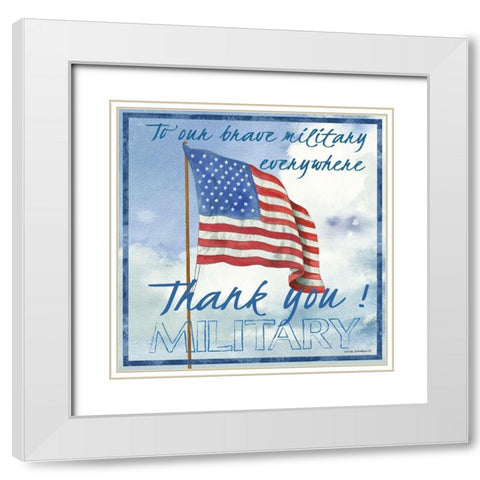 Thank You Military Sq. White Modern Wood Framed Art Print with Double Matting by Phillips, Anita