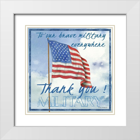 Thank You Military Sq. White Modern Wood Framed Art Print with Double Matting by Phillips, Anita