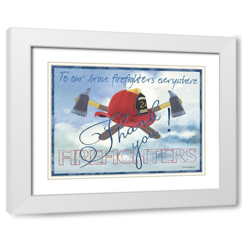 Thank You Firefighters White Modern Wood Framed Art Print with Double Matting by Phillips, Anita