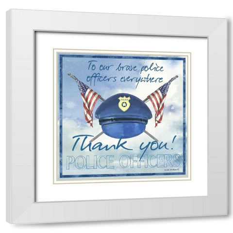 Thank You Police Officers Sq. White Modern Wood Framed Art Print with Double Matting by Phillips, Anita