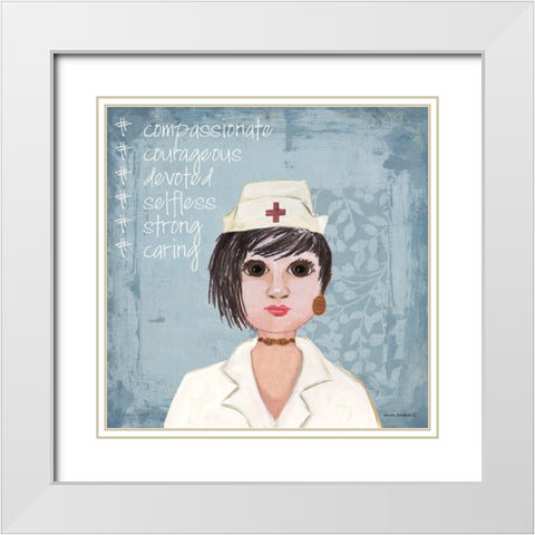Hashtag Nurses White Modern Wood Framed Art Print with Double Matting by Phillips, Anita