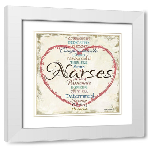 Nurses Heart White Modern Wood Framed Art Print with Double Matting by Phillips, Anita