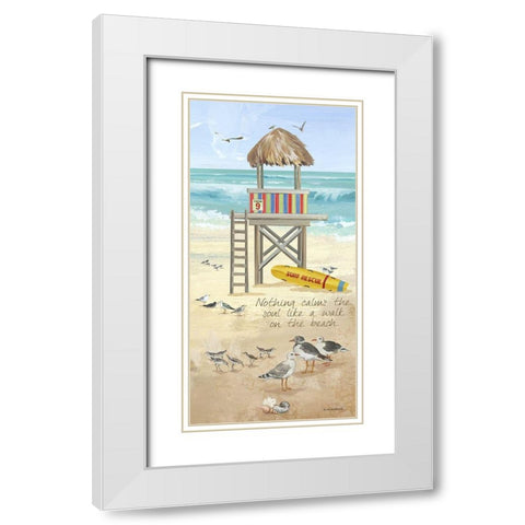 A Walk on the Beach White Modern Wood Framed Art Print with Double Matting by Phillips, Anita
