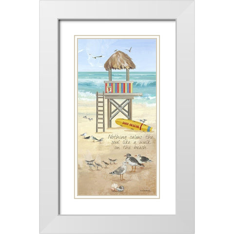 A Walk on the Beach White Modern Wood Framed Art Print with Double Matting by Phillips, Anita