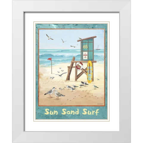 Sea, Sand, Surf White Modern Wood Framed Art Print with Double Matting by Phillips, Anita