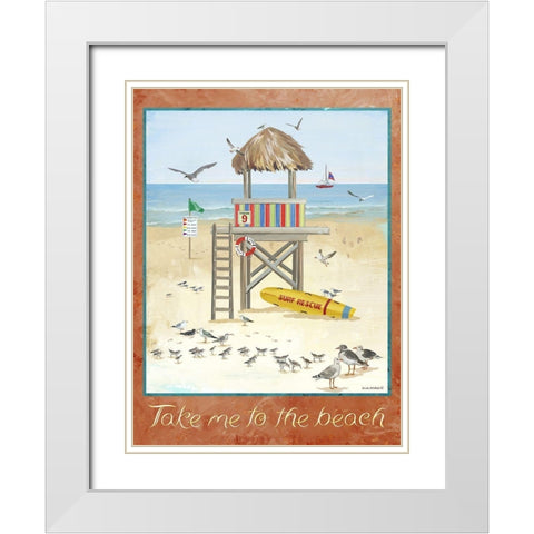 To the Beach White Modern Wood Framed Art Print with Double Matting by Phillips, Anita