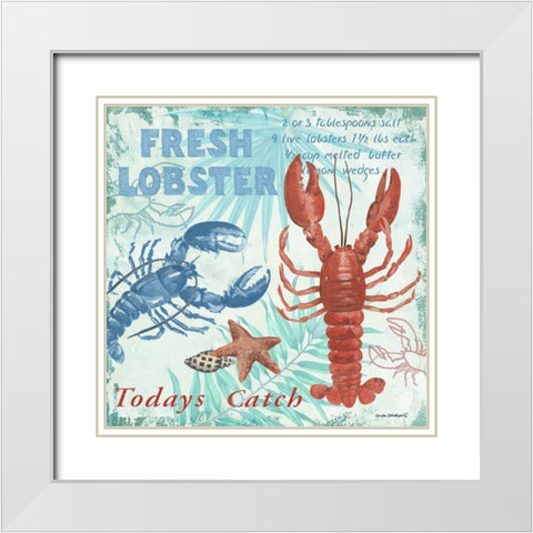 Fresh Lobster White Modern Wood Framed Art Print with Double Matting by Phillips, Anita