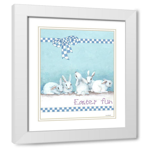 Bunny Gift White Modern Wood Framed Art Print with Double Matting by Phillips, Anita
