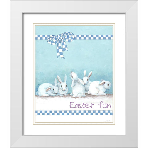 Bunny Gift White Modern Wood Framed Art Print with Double Matting by Phillips, Anita