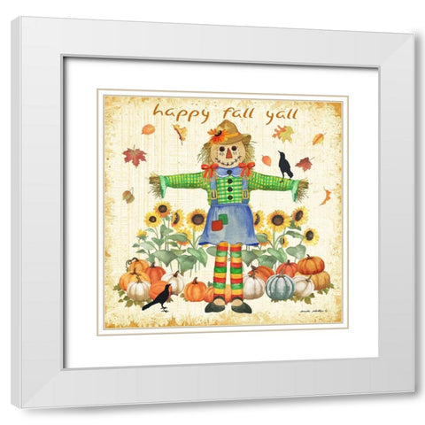 Happy Fall White Modern Wood Framed Art Print with Double Matting by Phillips, Anita