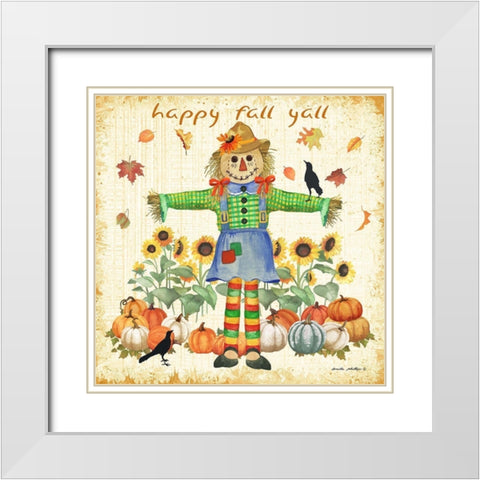 Happy Fall White Modern Wood Framed Art Print with Double Matting by Phillips, Anita