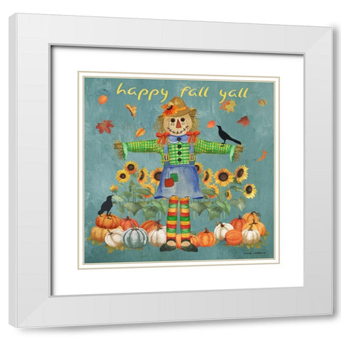 Happy Fall White Modern Wood Framed Art Print with Double Matting by Phillips, Anita