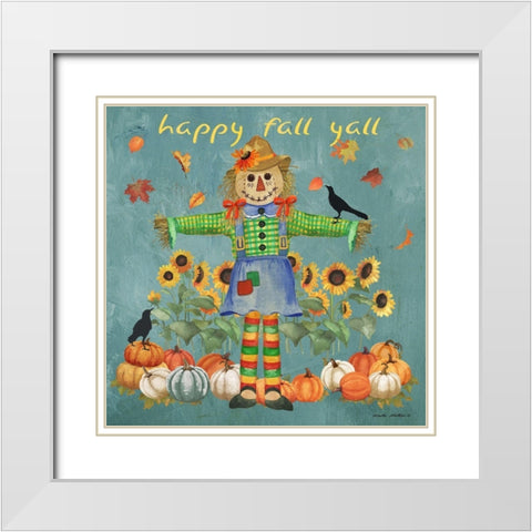 Happy Fall White Modern Wood Framed Art Print with Double Matting by Phillips, Anita