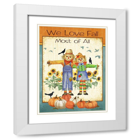Love Fall White Modern Wood Framed Art Print with Double Matting by Phillips, Anita